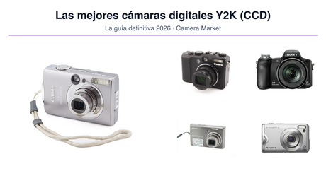 Las mejores cámaras digitales Y2K (CCD) en 2026: Canon IXUS 850 IS, PowerShot G9, Sony Cyber-shot, Nikon Coolpix y Fujifilm Finepix