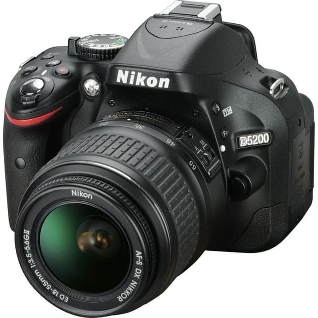 SLR D5200 - Black + Nikon AF-S DX Nikkor 18-55mm f/3.5-5.6G ED II f/3.5-5.6 · imagen principal