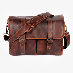 Roma Cognac Leather Camera Bag