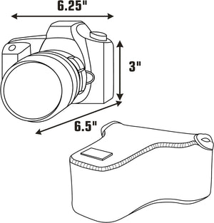 USA Gear Funda Cámara Reflex DSLR con Protección de Neopreno, Presilla para Cinturón y Almacenamiento de Accesorios - Compatible con Nikon D3400, Canon EOS Rebel SL2, Pentax K-70 y más - Negro