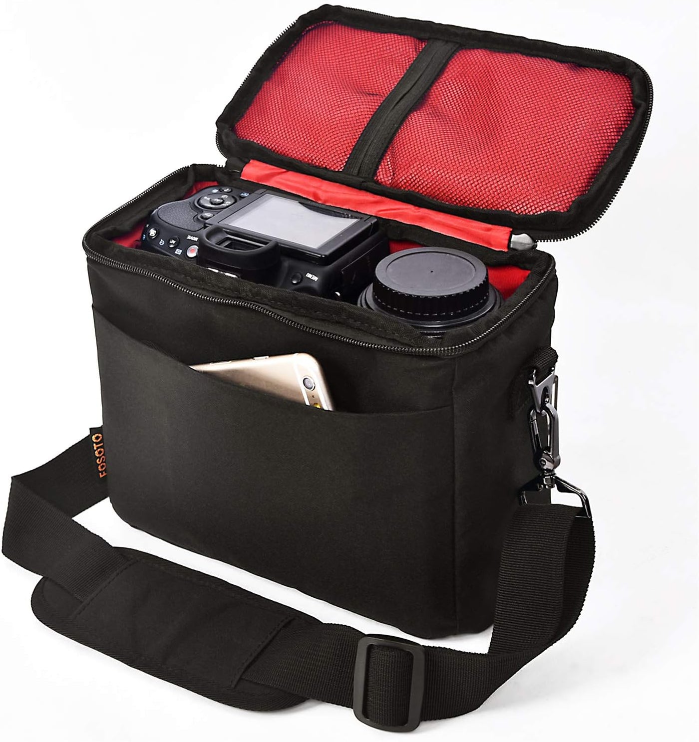 FOSOTO Bolsa Funda Cámara Réflex Digital DSLR SLR Antigolpe Impermeable de Hombro para 1 Cámara,1 ó 2 Lentes y Accesorios de Fotos para Canon 700D 1200D 600D, Nikon Sony a7 II a6400, Panasonic · imagen principal
