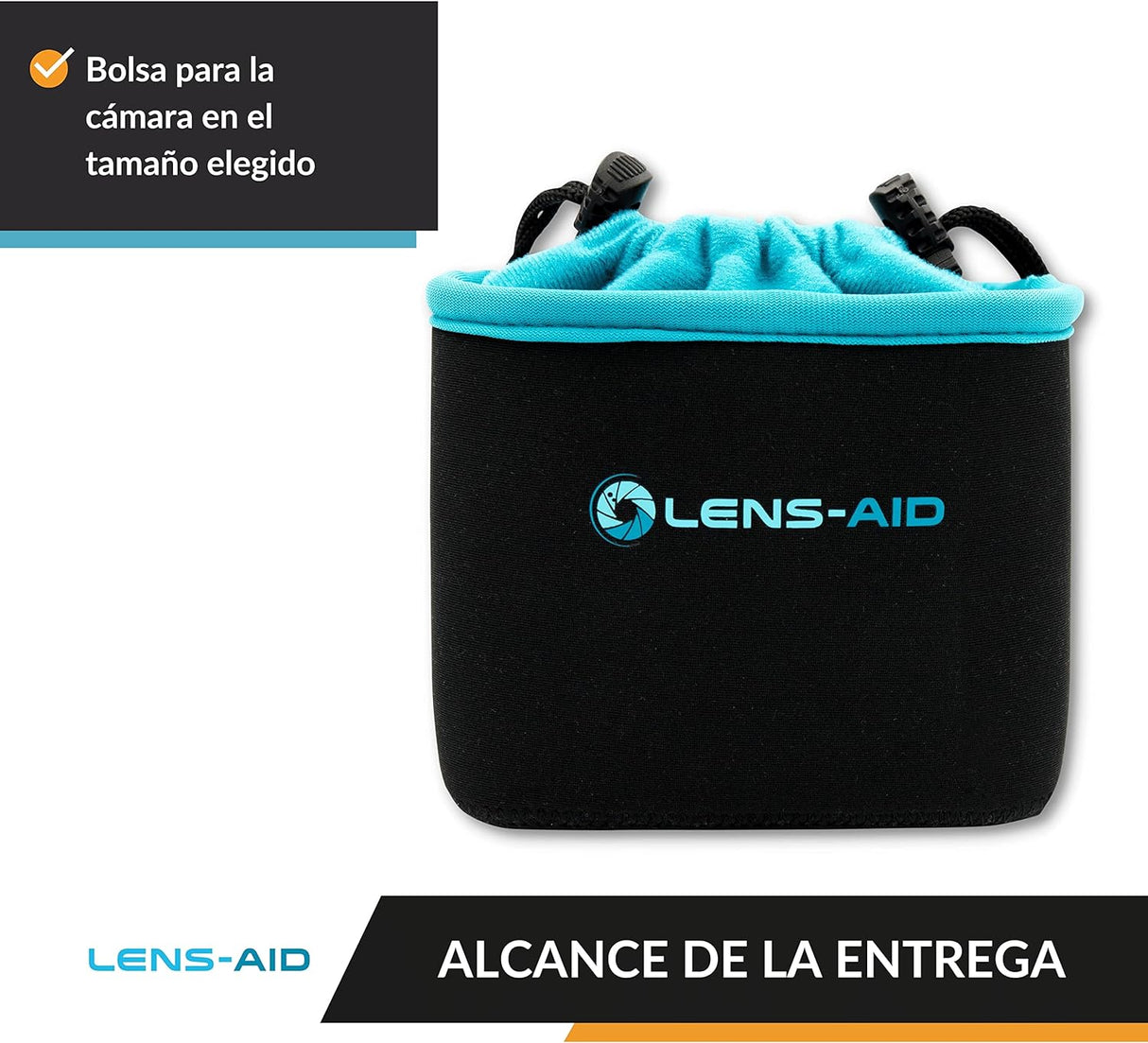 Lens-Aid Funda Neopreno para Camara con Forro Polar: Bolsa Protectora para DSLR, Bridge, MFT, com-pacta y Accesorios, Compatible para Canon, Nikon, Pentax, Fuji, Sony y más (S)